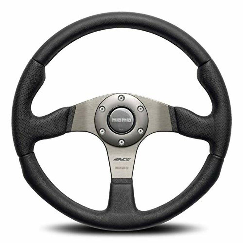 MOMO Race Steering Wheel 350mm  Premium Black Leather Grip with Anthracite Spokes Lightweight Street  Track Performance Car Steering Wheel for Racing Tuning Drift Universal Fit  RCE35BK1B